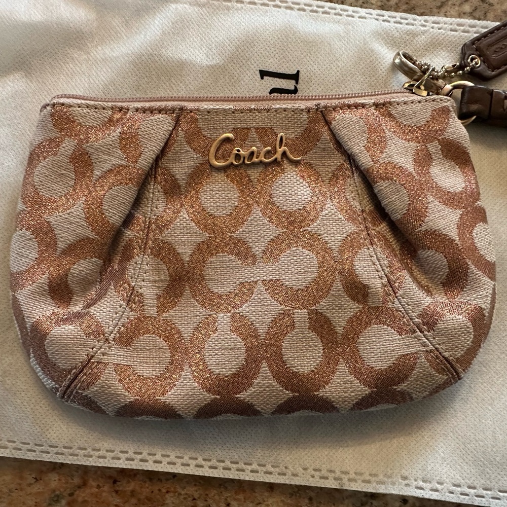 Coach Tan Signature Wristlet